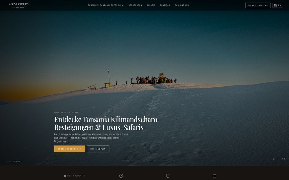 Above Clouds Travel website preview
