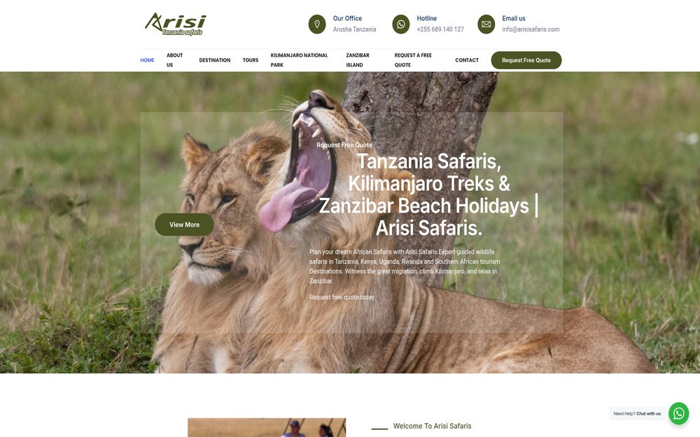Arisi Safaris website preview