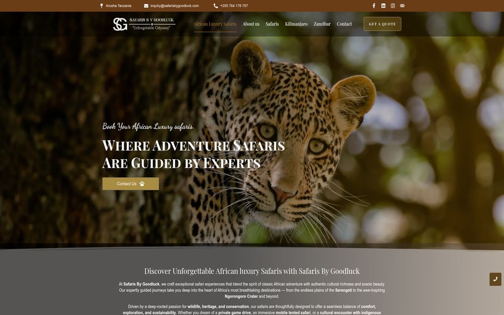 Safaris by Goodluck website preview