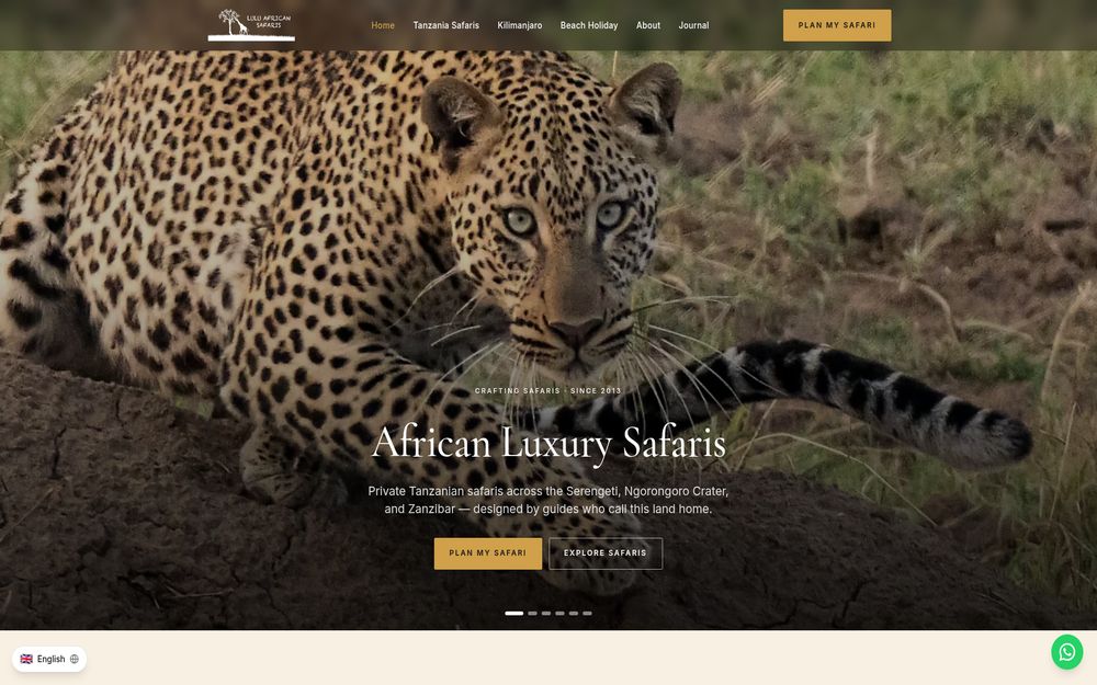 Lulu African Safaris website preview