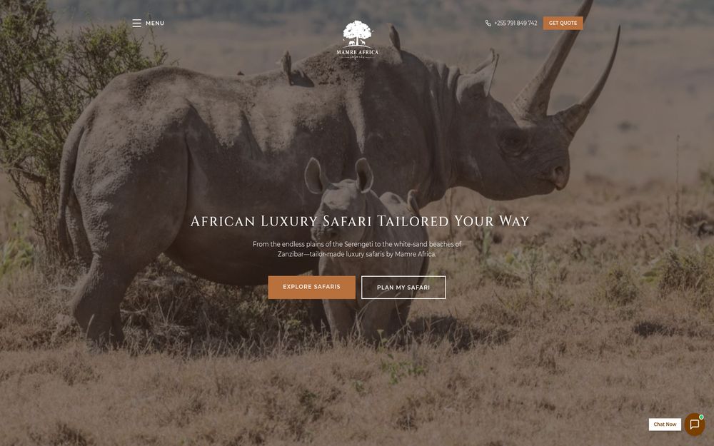 Mamre Africa Safaris website preview