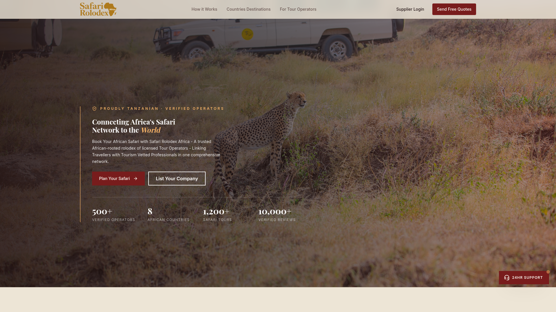 Safari Rolodex Africa website preview