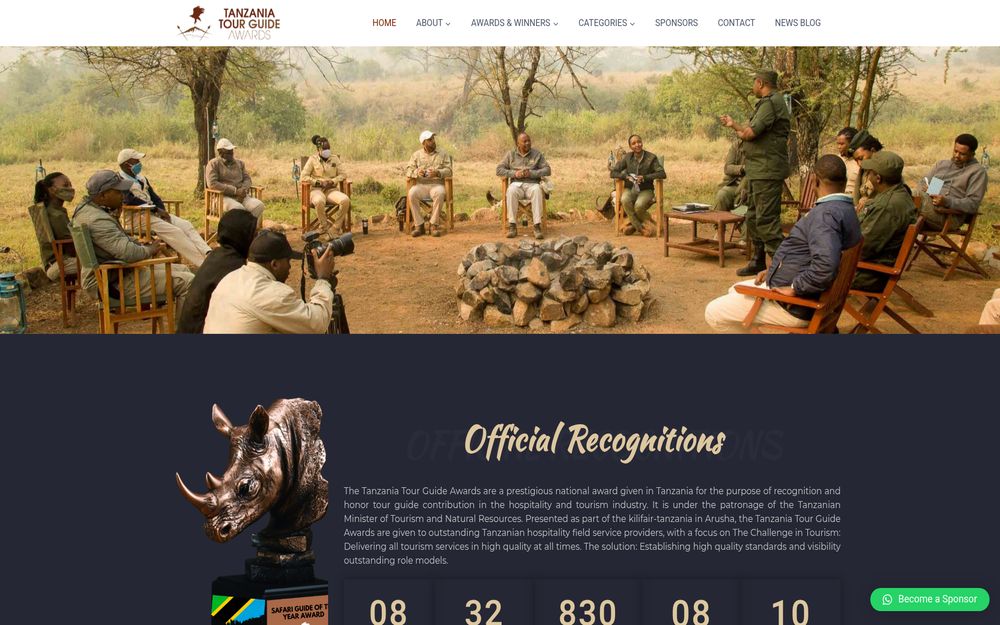 Tour Guide Awards website preview